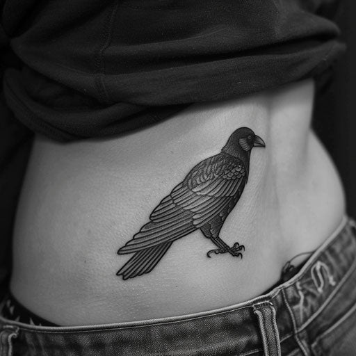 Raven lower back tattoo, Adrian Smith style