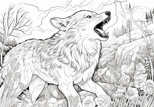 Howling wolf coloring pages