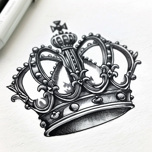 Vintage queen crown tattoo drawing