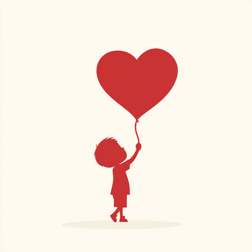 Red Cupid carrying a heart