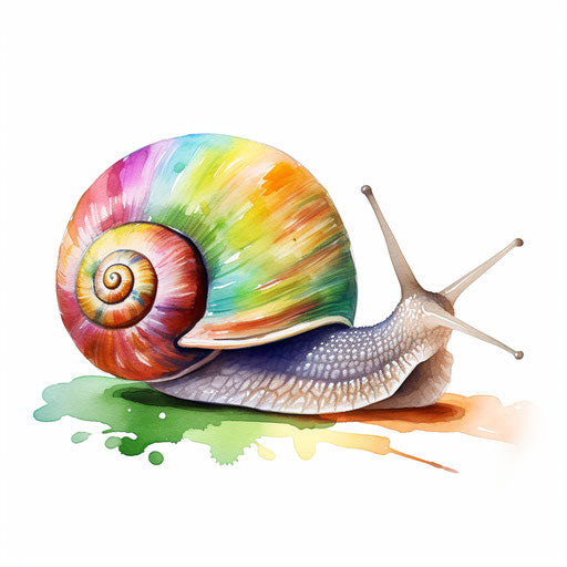 Impressionistic snail illustration on white background