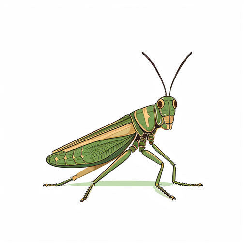 Grasshopper clipart in Minimalist style, on white background