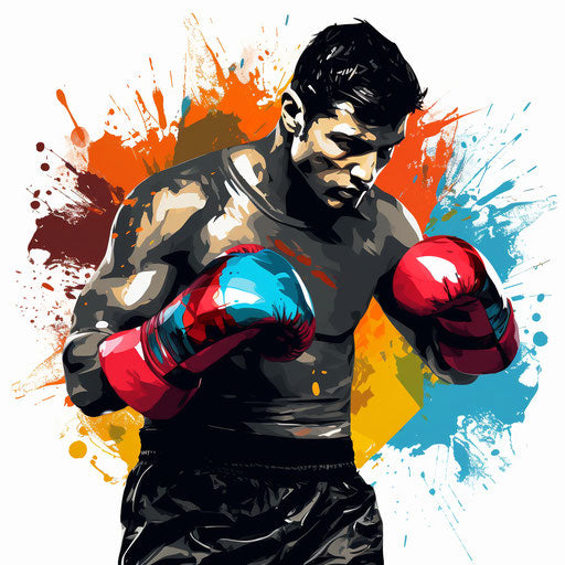 Boxing clipart in the style of Chiaroscuro Art, on white background