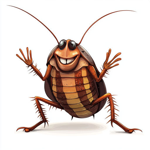 Humorous caricature of a cockroach with human characteristics