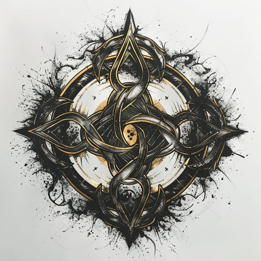 Alpha and Omega symbols, circular tattoo design