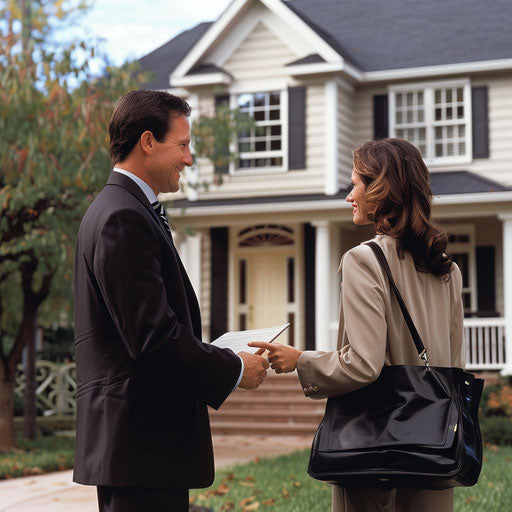 Real estate agent presenting properties to potential buyers