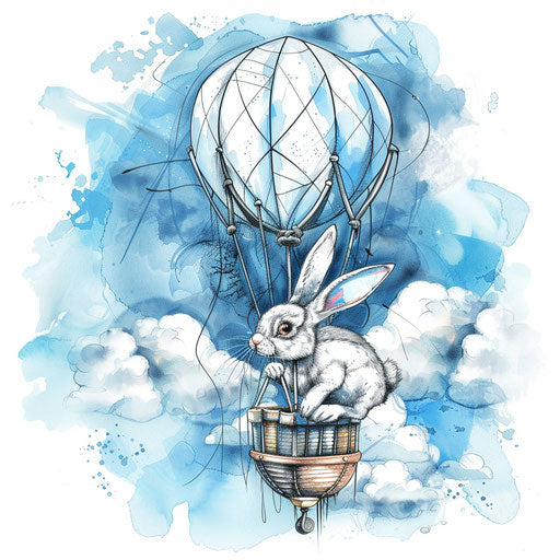 Bunny in a hot air balloon