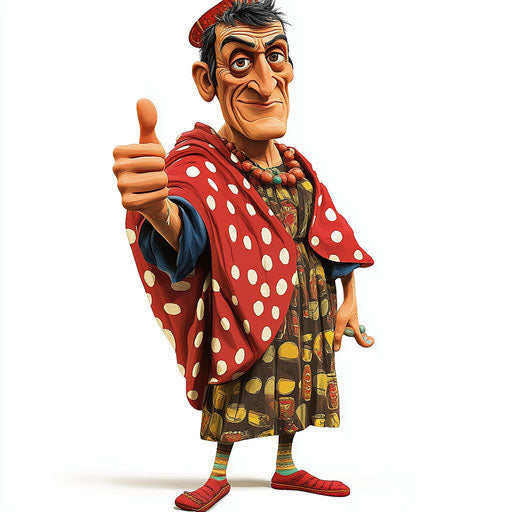 Humorous caricature of a Dante Alighieri clipart with human characteristics