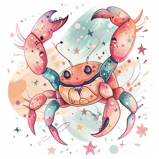 Cute chibi style Cancer zodiac crab illustration