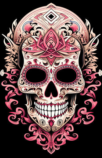 Tribal skull or ethnic ornament tribal tattoo, in John McKinstry style UHD image