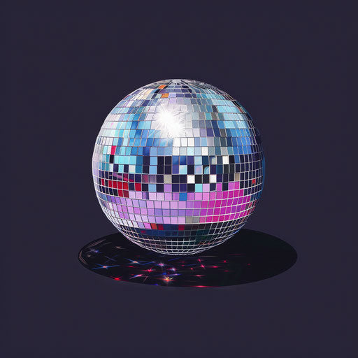 Detailed chiaroscuro of disco clipart on dark background