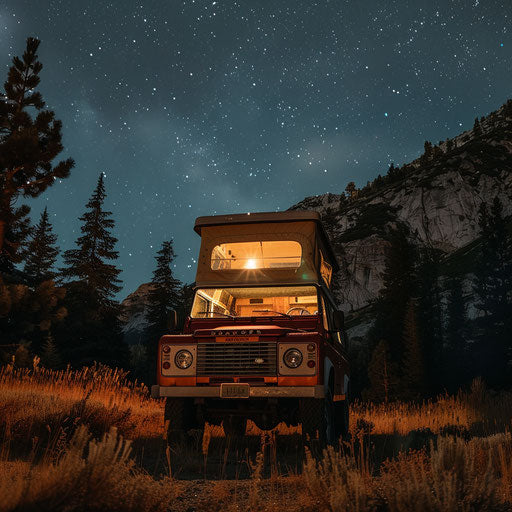 Off-grid 1980 Range Rover camper conversion under the stars