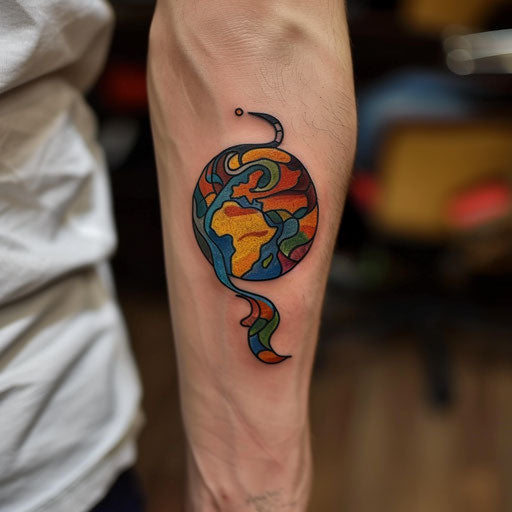 Abstract flat tattoo art inspired by Earth