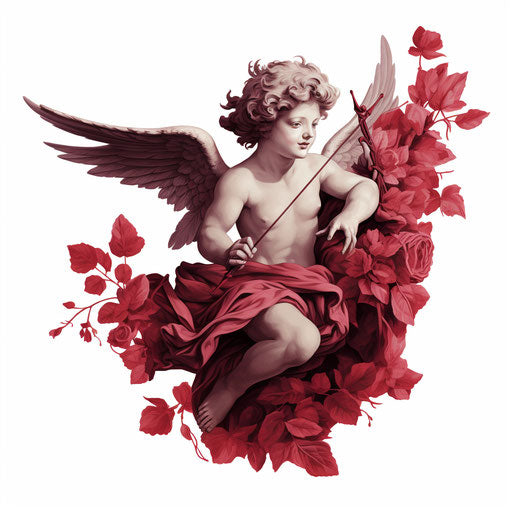 Cupid image in the style of Chiaroscuro Art, on white background
