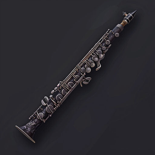 Realistic clarinet on dark charcoal background