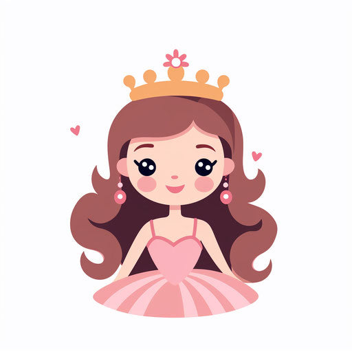 Princess illustration in minimalist style, on white background