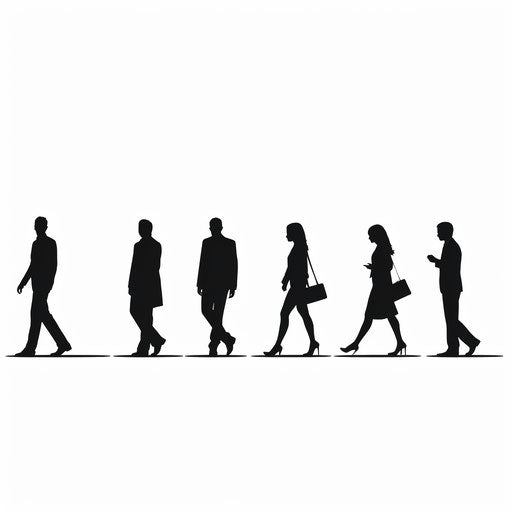 People silhouettes in Minimalist style on white background