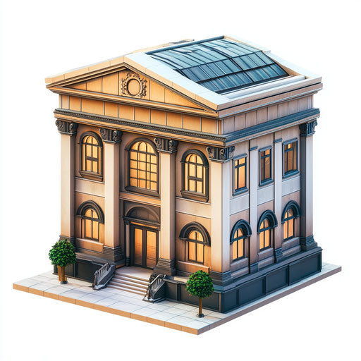 3D bank on white background, photo realistic style