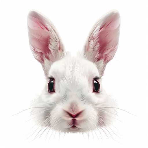 Realistic bunny face clipart on flat white background