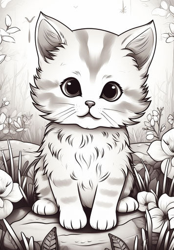Printable kawaii cartoon cat coloring sheets