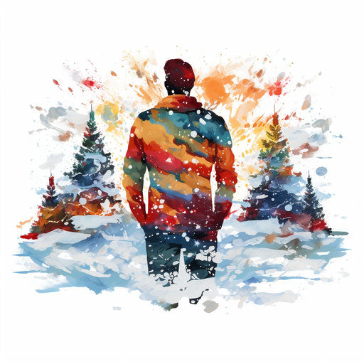 Ugly Christmas sweater clipart in Impressionistic Art style on white background