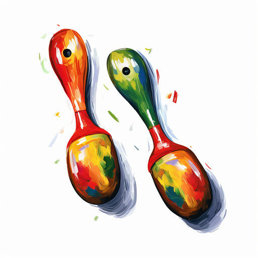 Maracas clipart in the style of Oil painting, on a white background
