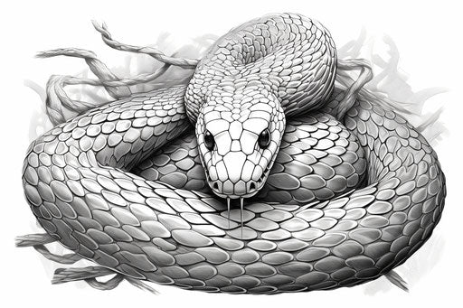 Exotic snake in black and white, net art style