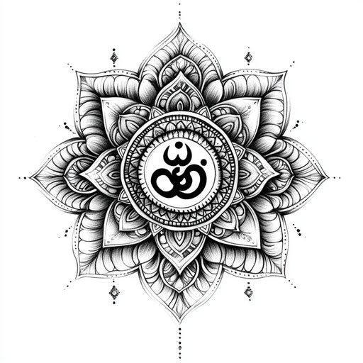 Shoulder back tattoo with mandala and om symbol