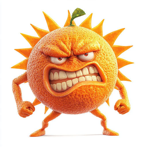 Humorous caricature of an orange caricature clipart with human characteristics