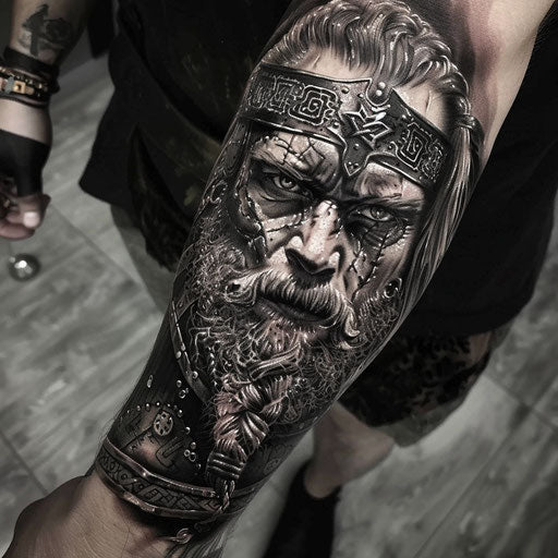 Cool tattoos for men featuring a Viking warrior