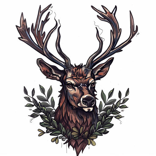 Majestic neo-traditional stag tattoo