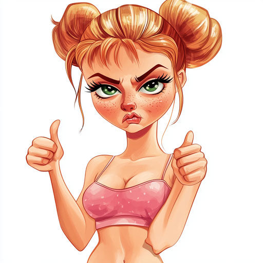 Humorous caricature of a Venus caricature with human characteristics