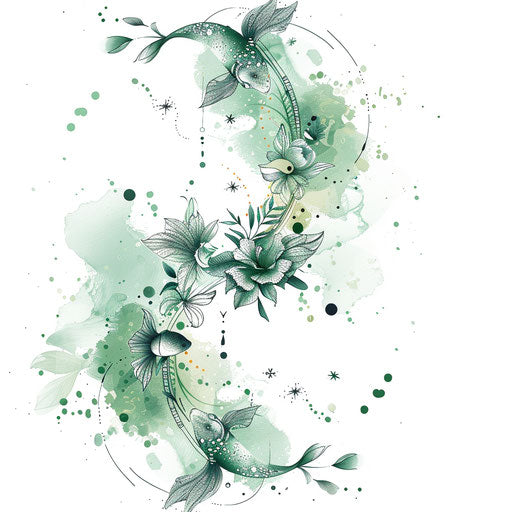 Harmonious Pisces constellation tattoo sketch