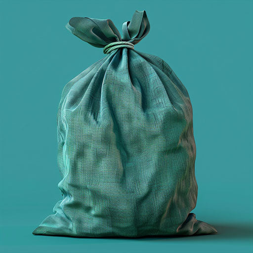 Realistic sack clipart on flat teal background