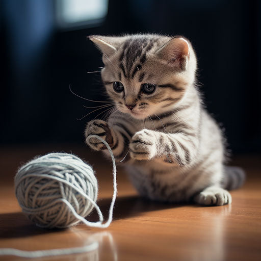 American cat playing with yarn
