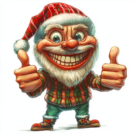 Humorous Christmas caricature with exaggerated expression