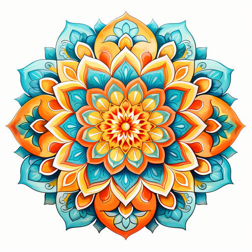 Mandala clipart in the style of Oil painting, on a white background