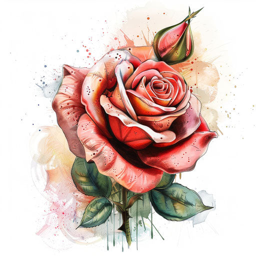 Flat tattoo sketch of a beautiful rose, June birth flower