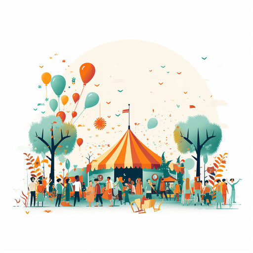 Minimalist style festival clipart on white background