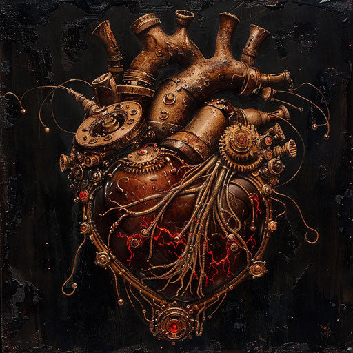 Biomechanical heart with gears and circuits