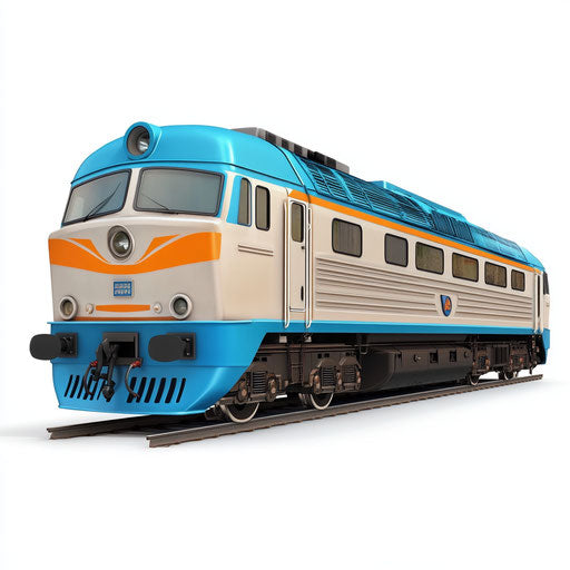 3D Passenger Train on flat white background