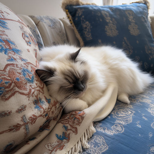Birman cat sleeping on the couch
