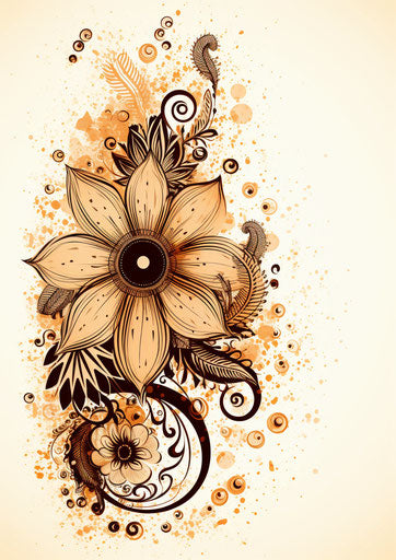 Design with Indian style henna drawing and floral explosions