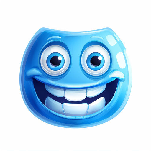 Blue smiley face with teeth