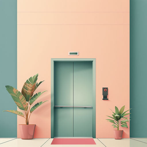 Realistic elevator clipart with flat random background