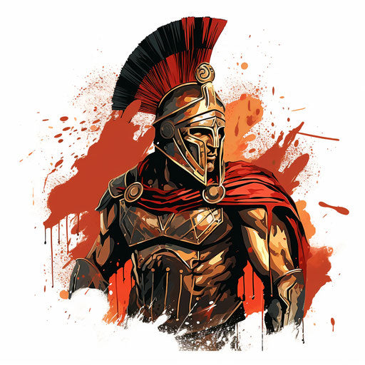 Warrior clipart in the style of Chiaroscuro Art, on a white background