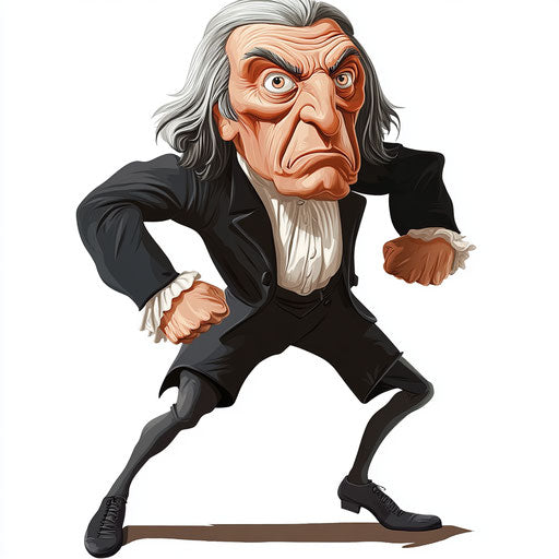 Humorous caricature of a John Wesley illustration with googly eyes