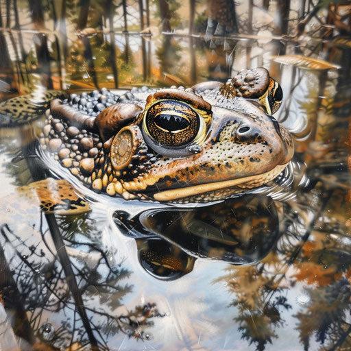 Western leopard toad in a puddle