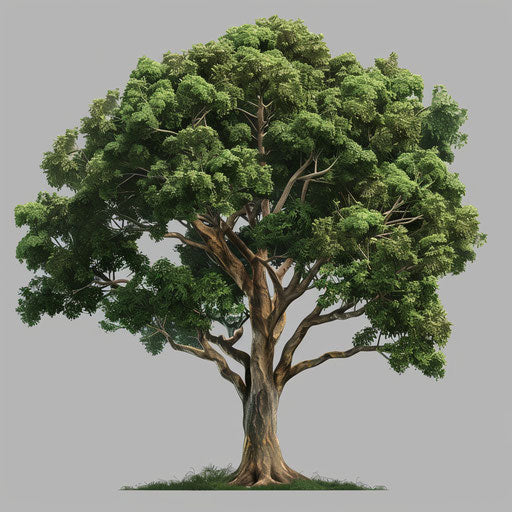Realistic tree clipart on random flat background