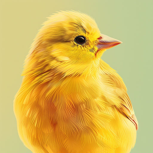 Cute bird in photo realistic style on chartreuse background